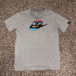 Nike Kids Gray Tee with Colorful Graphic